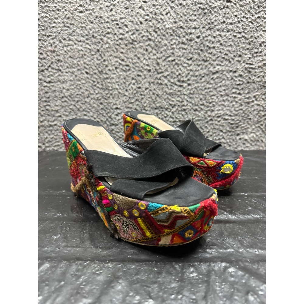 Christian Louboutin Rare Platform Wedge Espadrilles Sandals Multicolor 38‎ EU